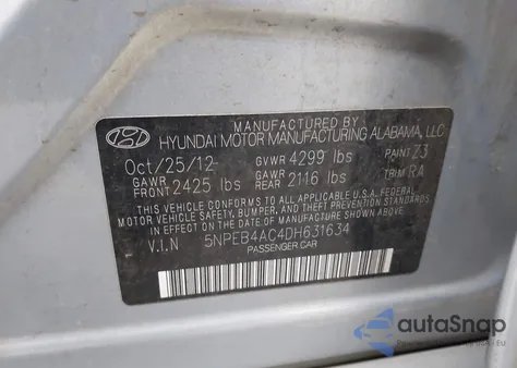 2013 Hyundai Sonata Gls from USA, damaged, VIN 5NPEB4AC4DH631634